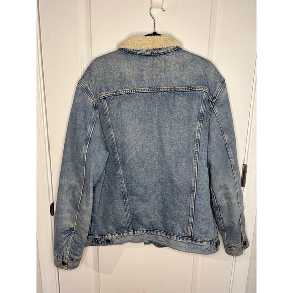 Levi’s Sherpa Trucker Denim Jacket Light Wash Shearling Lined Men’s XXL - Picture 6 of 7